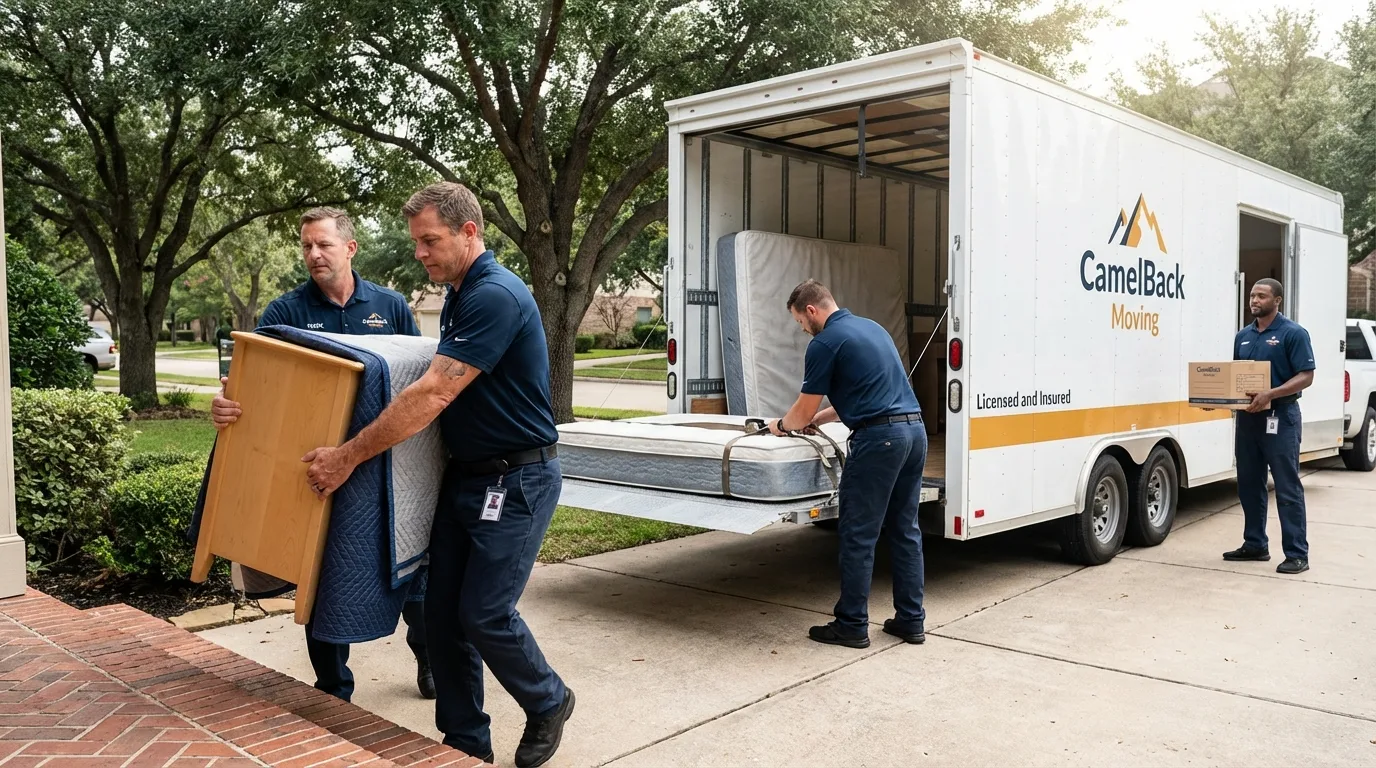 Crew loading residential truck for cross-state move from Deadwood, SD