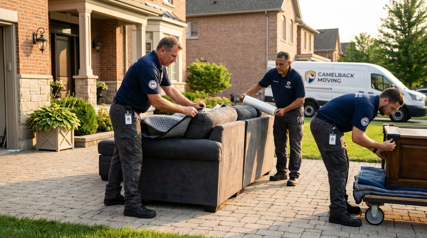 Large estate moving crew wrapping furniture in Deadwood, SD